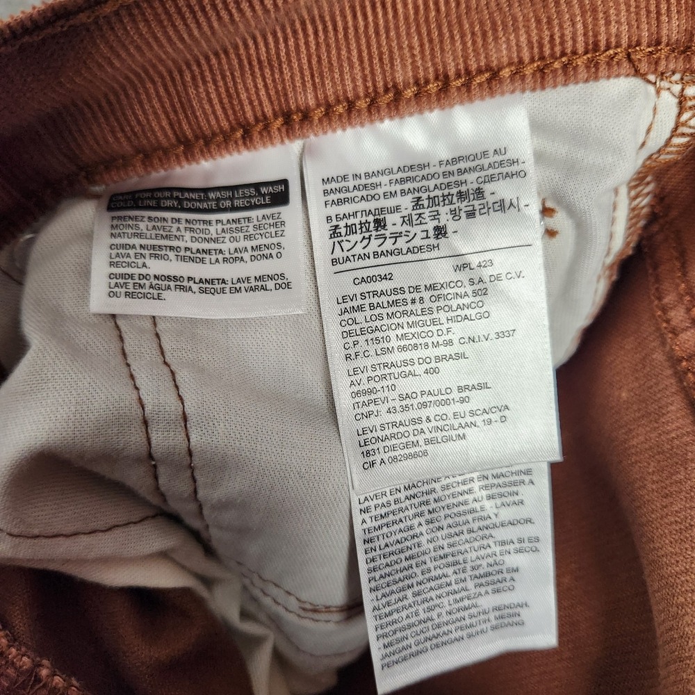 Levis 514 Corduroy Pants Men 33x34 Red Straight Leg Regular Fit Colorful Preppy - Picture 7 of 8
